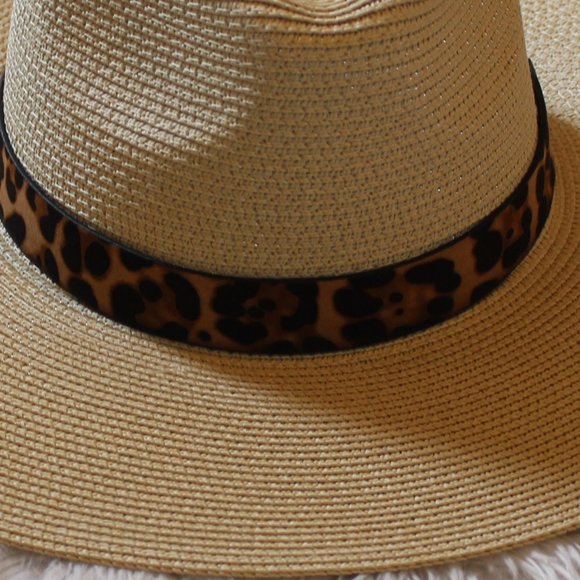 Last 1,New Boho Panama Hat with Leopard Print Band - Picture 5 of 6
